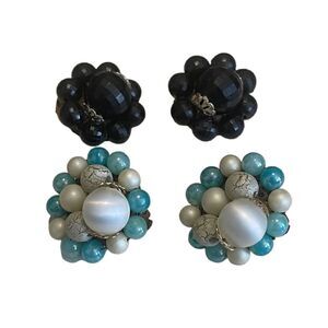Vintage Signed Cluster Earring Bundle
